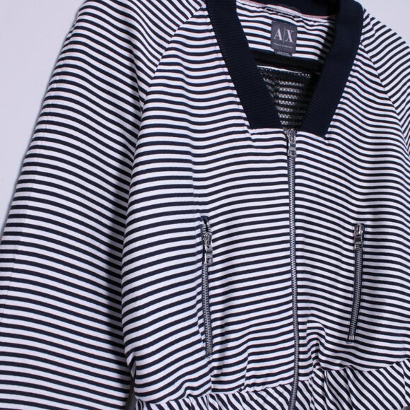Armani Exchange Black & White Striped Bomber XS - Picture 14 of 16